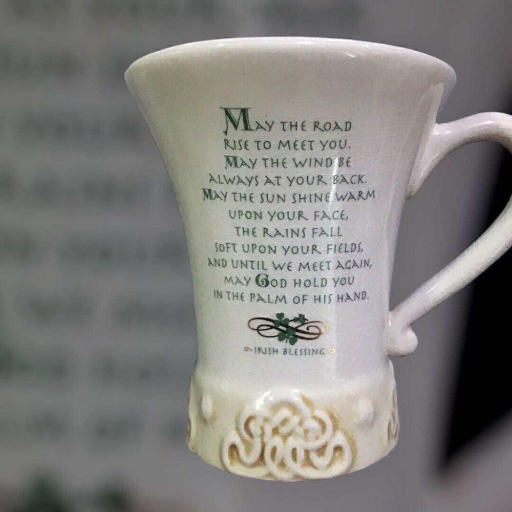 Irish Blessing Decorative Mug - Shamrocks Celtic Coffee Cup by Russ Berrie & Co